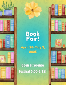 green background with books on shelves